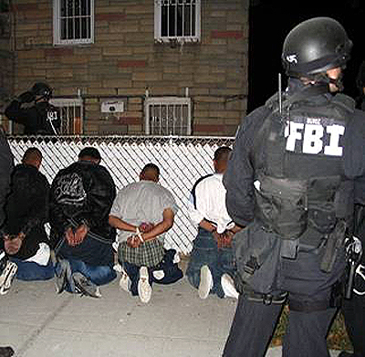 Gang members being arrested