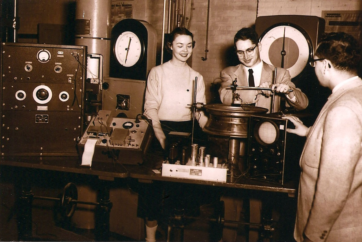 Anne Natvig in the Strength of Materials Laboratory, 1954-55
