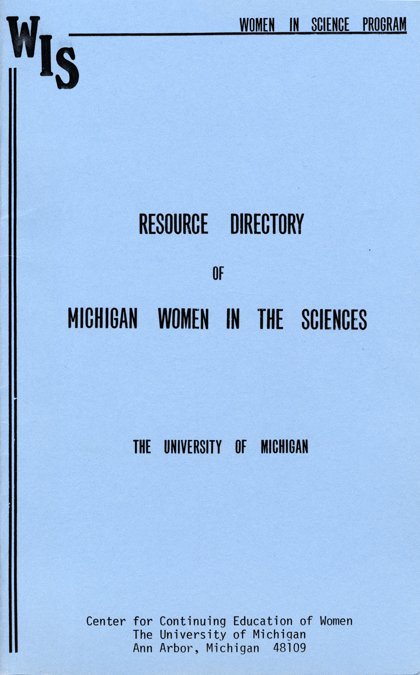 Resource Directory of Michigan Women in the Sciences, circa 1980